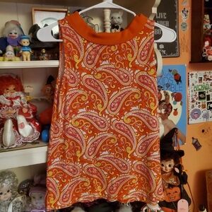 orange retro paisley womens tank top